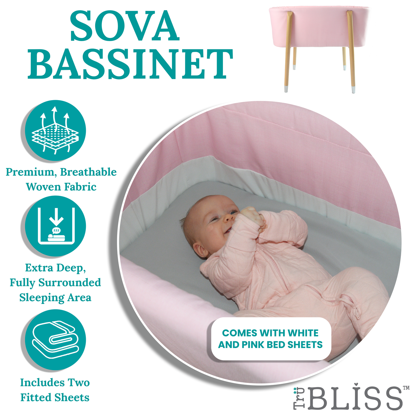 TruBliss Sova Bassinet for Newborns up to 5 Months