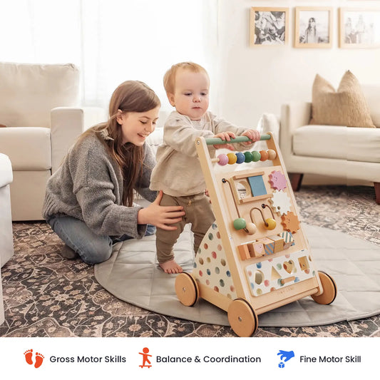 Tiny Land Versatile Natural Wooden Baby Walker