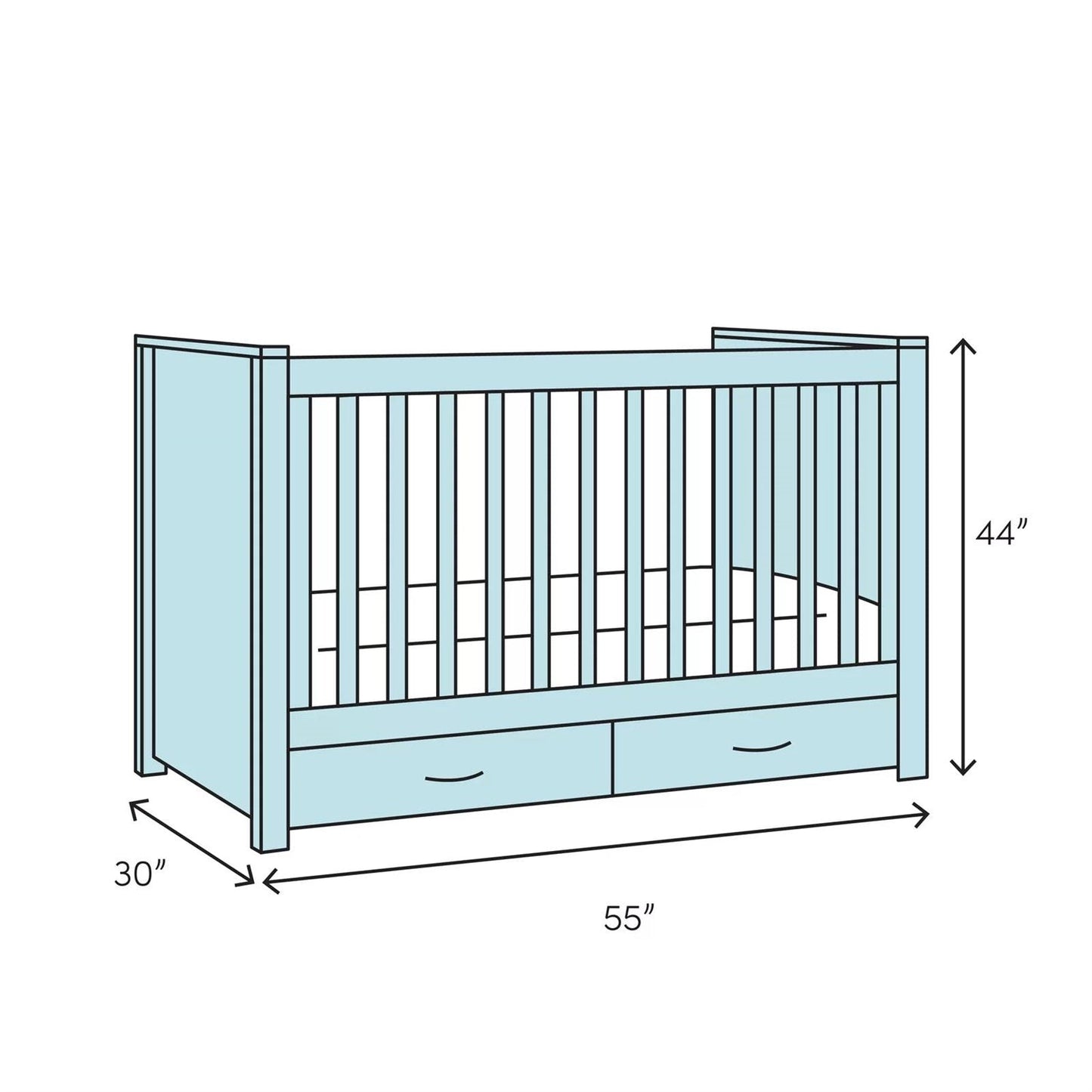 SF Home Solid Wood Convertible Crib in White