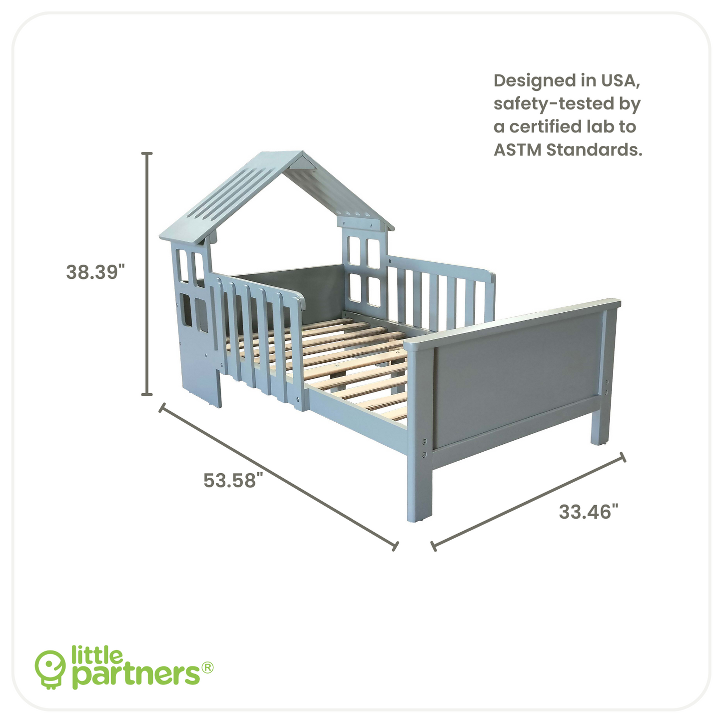 Little Partners Lil House Toddler Bed with Rail Frame