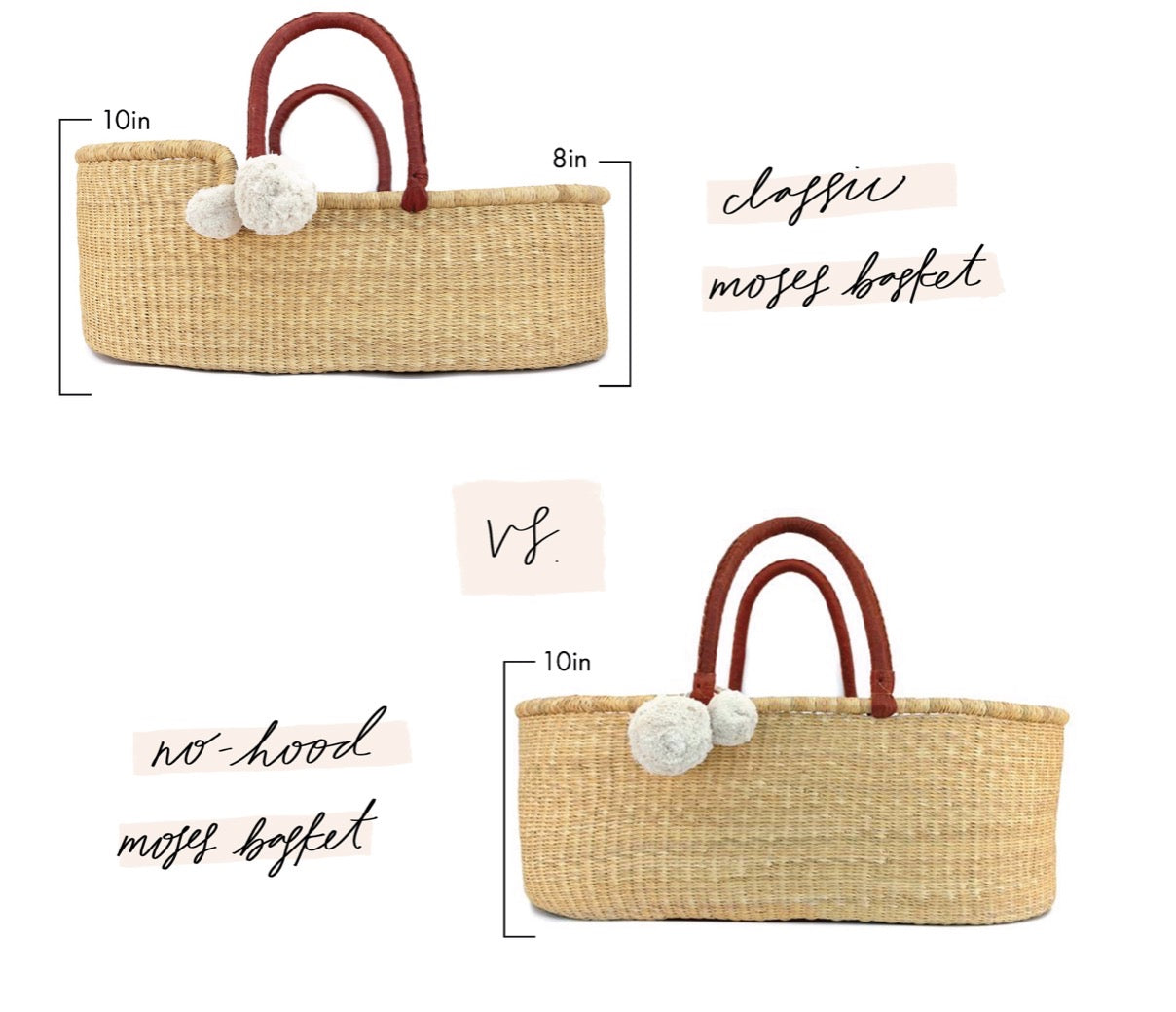 Cream Handle Moses Basket