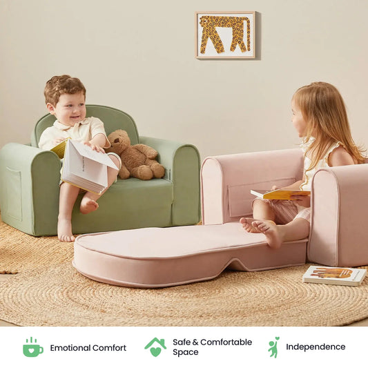 Tiny Land GentleSnug Plush Kids Chair in Sage Green