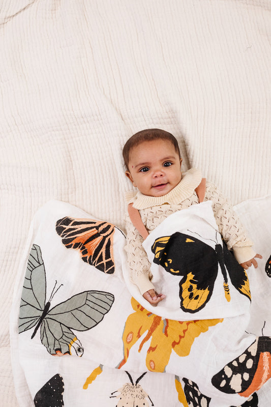 Butterfly Collector 100% Cotton Muslin Swaddle Blanket