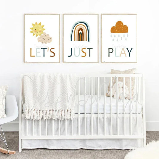 "Let's Just Play" - Sunshine, Rainbow, Clouds Playroom Set