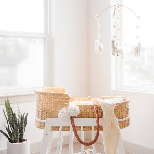 Modern Rocking Moses Bassinet Stand with Brake in White