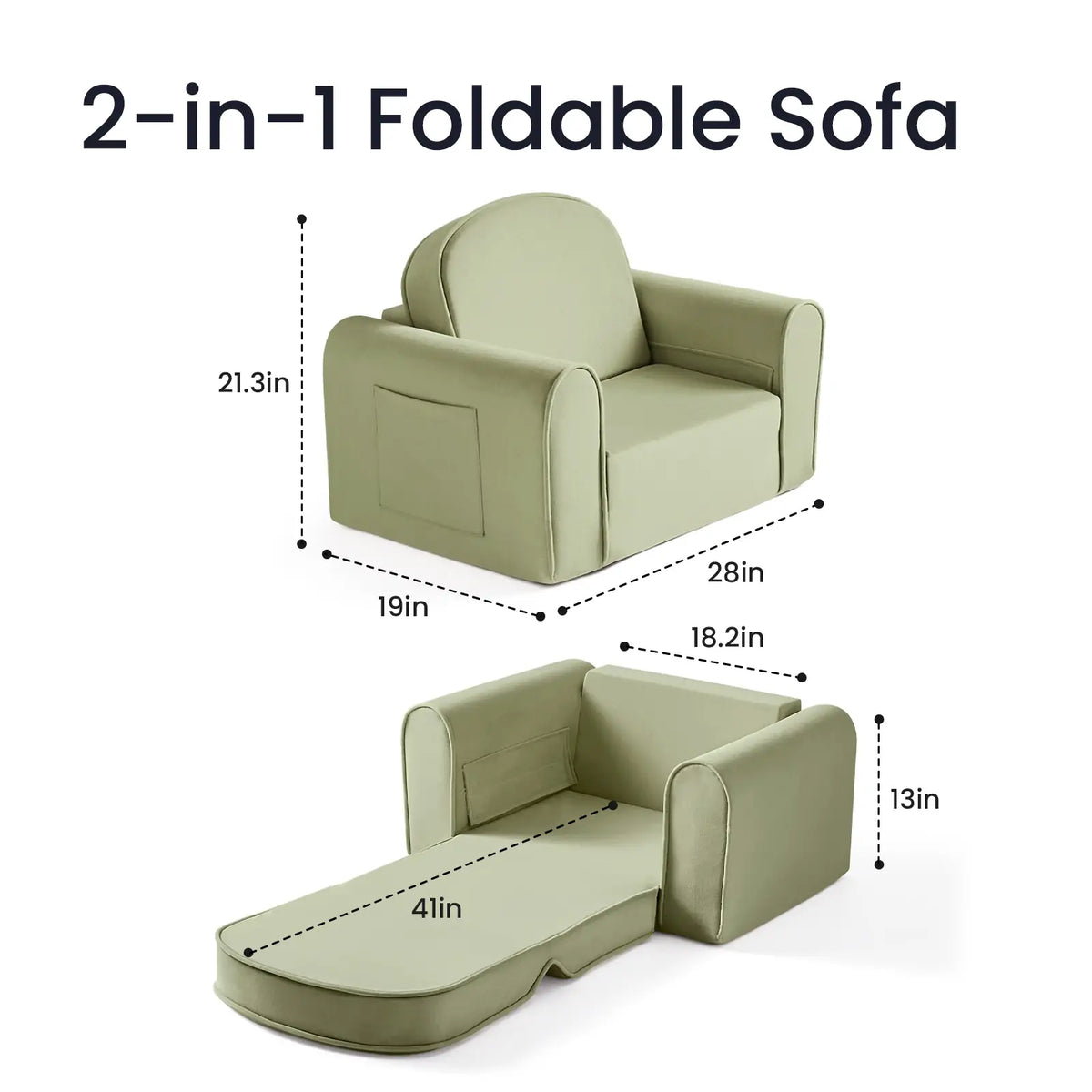Tiny Land GentleSnug Plush Kids Chair in Sage Green