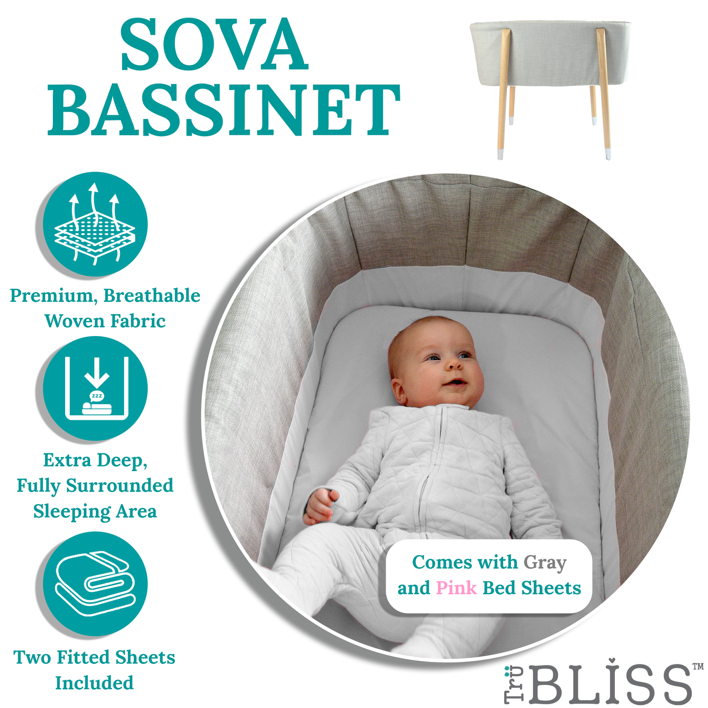 TruBliss® SOVA Bassinet - Newborn to 5 months