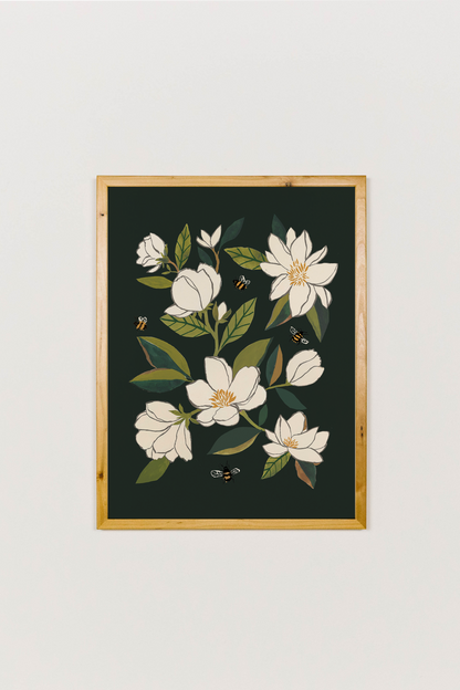 Magnolia and Bumblebees Art