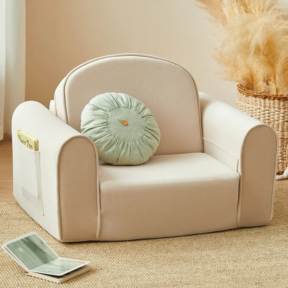 Tiny Land GentleSnug Plush Kids Chair in Sage Green