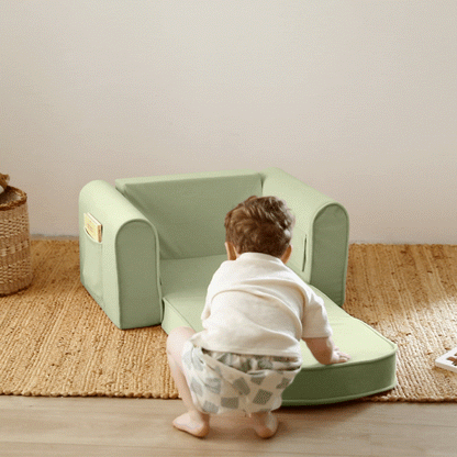 Tiny Land GentleSnug Plush Kids Chair in Sage Green