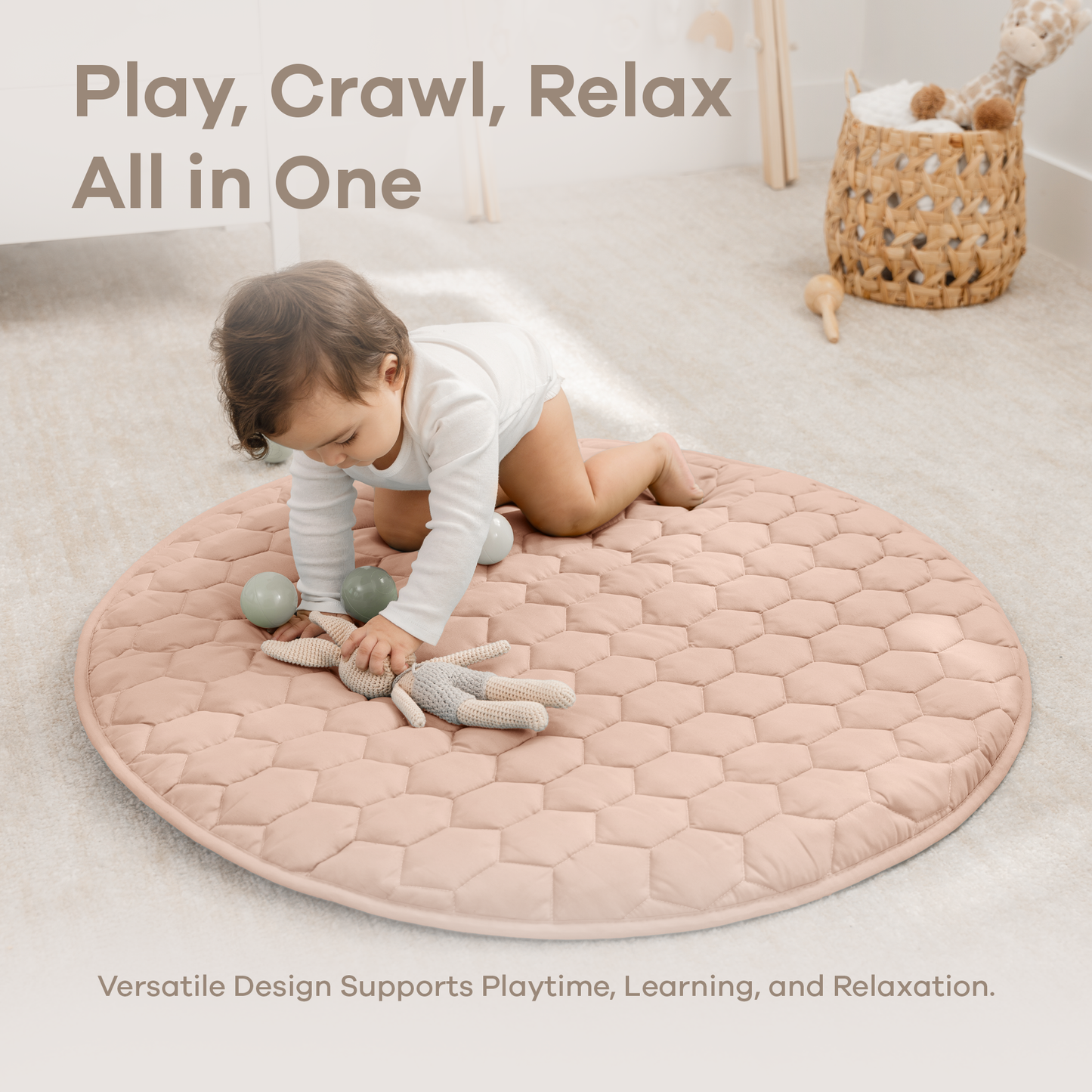 Play Mat with Non-Slip Bottom in Blush