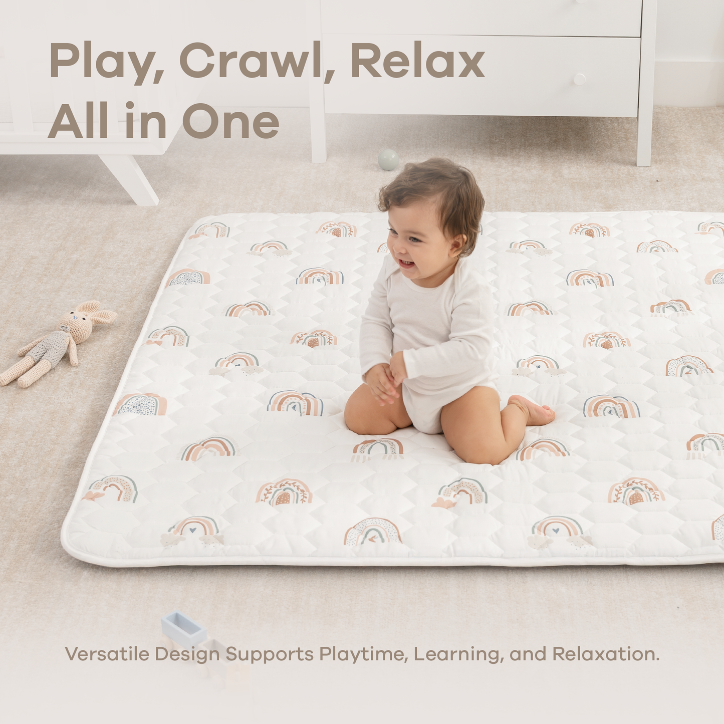 Play Mat with Non-Slip Bottom in Rainbow
