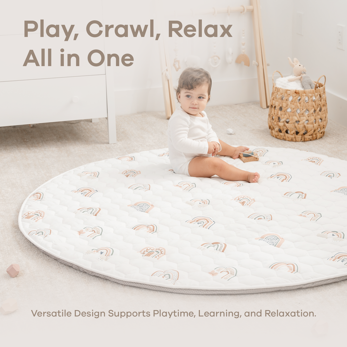 Play Mat with Non-Slip Bottom in Rainbow