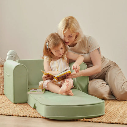 Tiny Land GentleSnug Plush Kids Chair in Sage Green