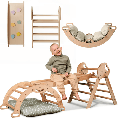 4-in-1 Montessori Climbing Set Pikler Triangle Toddlers