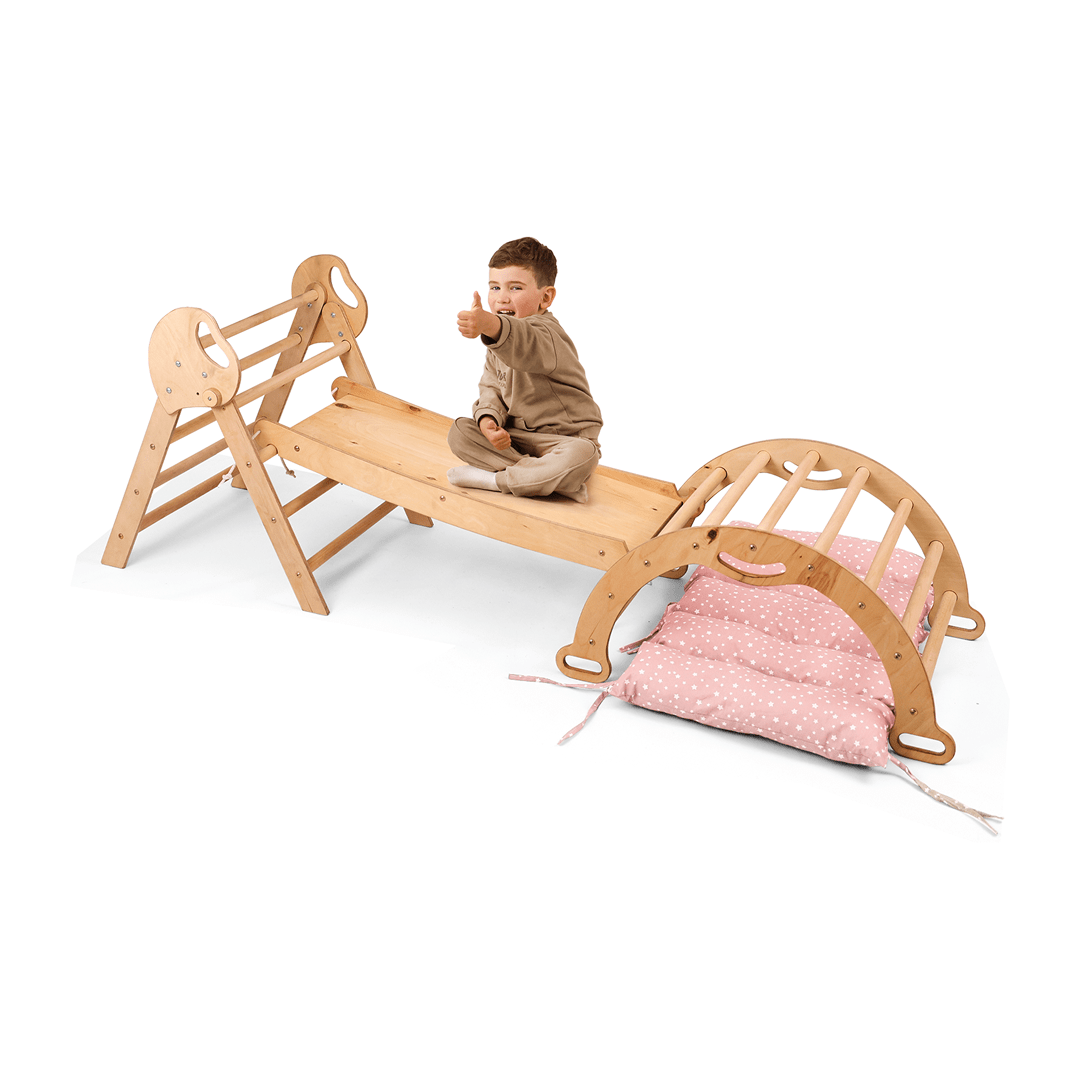 4-in-1 Montessori Climbing Set Pikler Triangle Toddlers