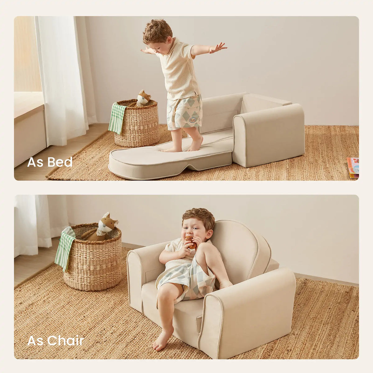 Tiny Land GentleSnug Plush Kids Chair in Sage Green