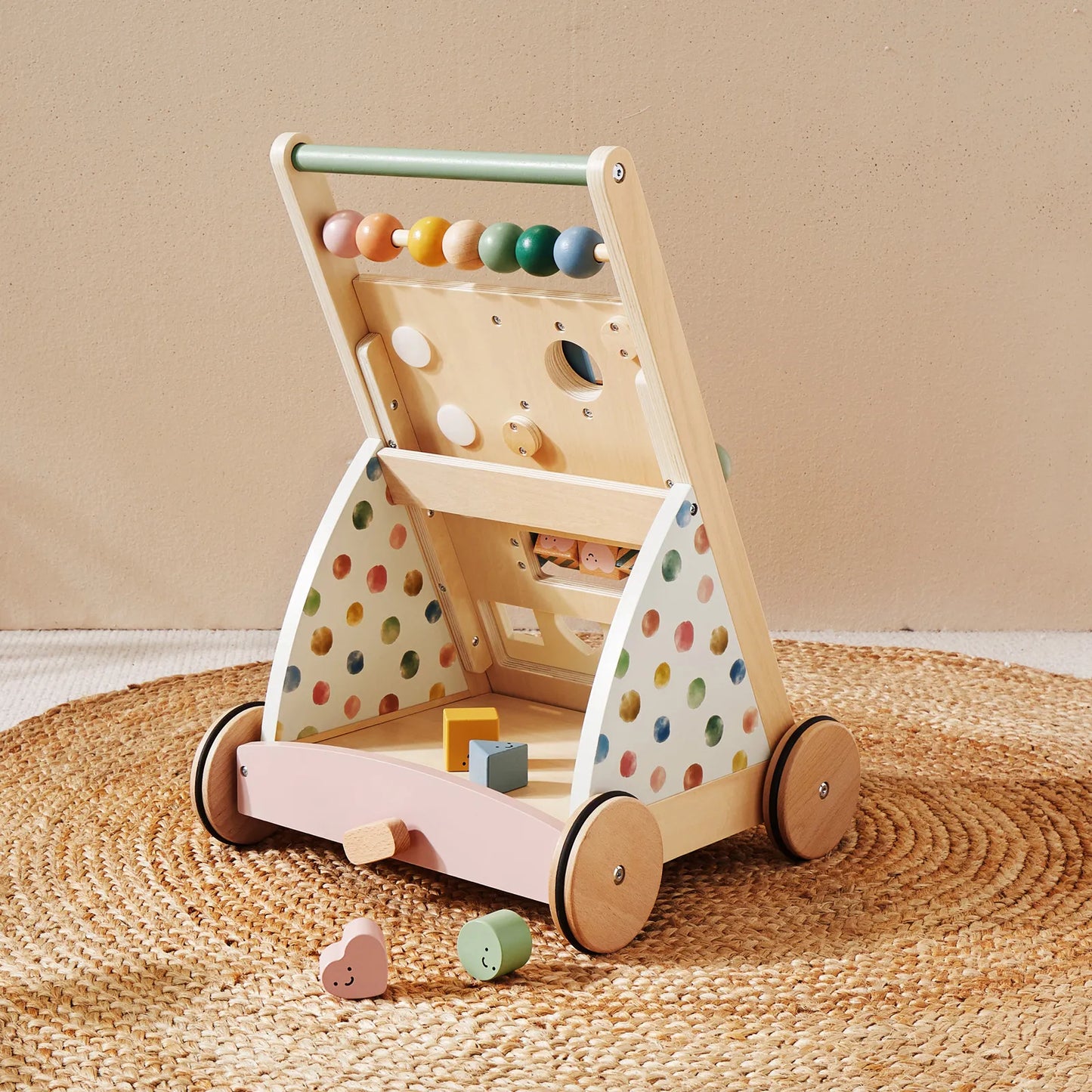 Tiny Land Versatile Natural Wooden Baby Walker