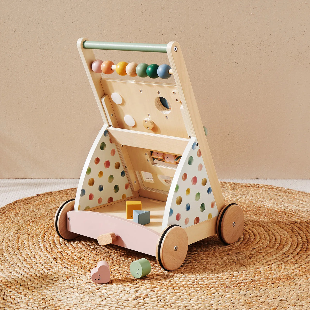 Tiny Land Versatile Natural Wooden Baby Walker