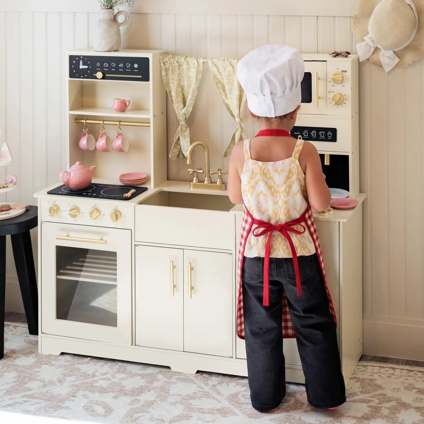 Tiny Land Iconic Wooden Play Kitchen Cream for Kids