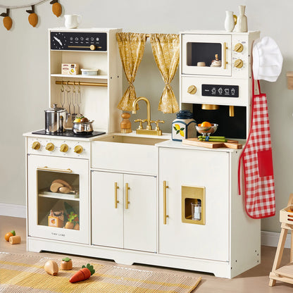 Tiny Land Iconic Wooden Play Kitchen Cream for Kids