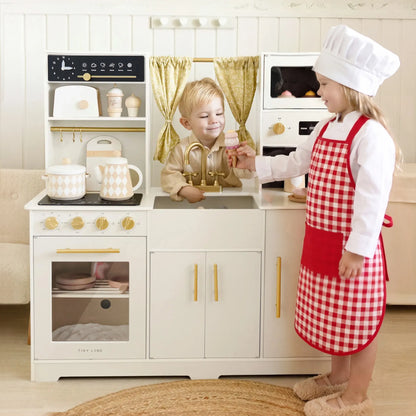 Tiny Land Iconic Wooden Play Kitchen Cream for Kids