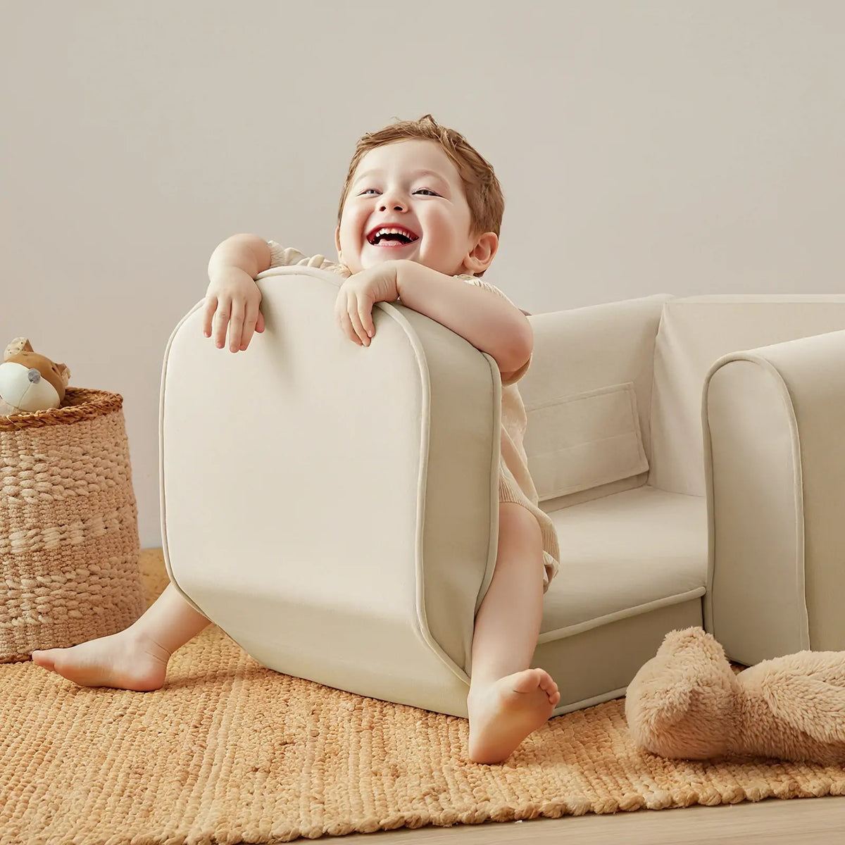 Tiny Land GentleSnug Plush Kids Chair in Sage Green
