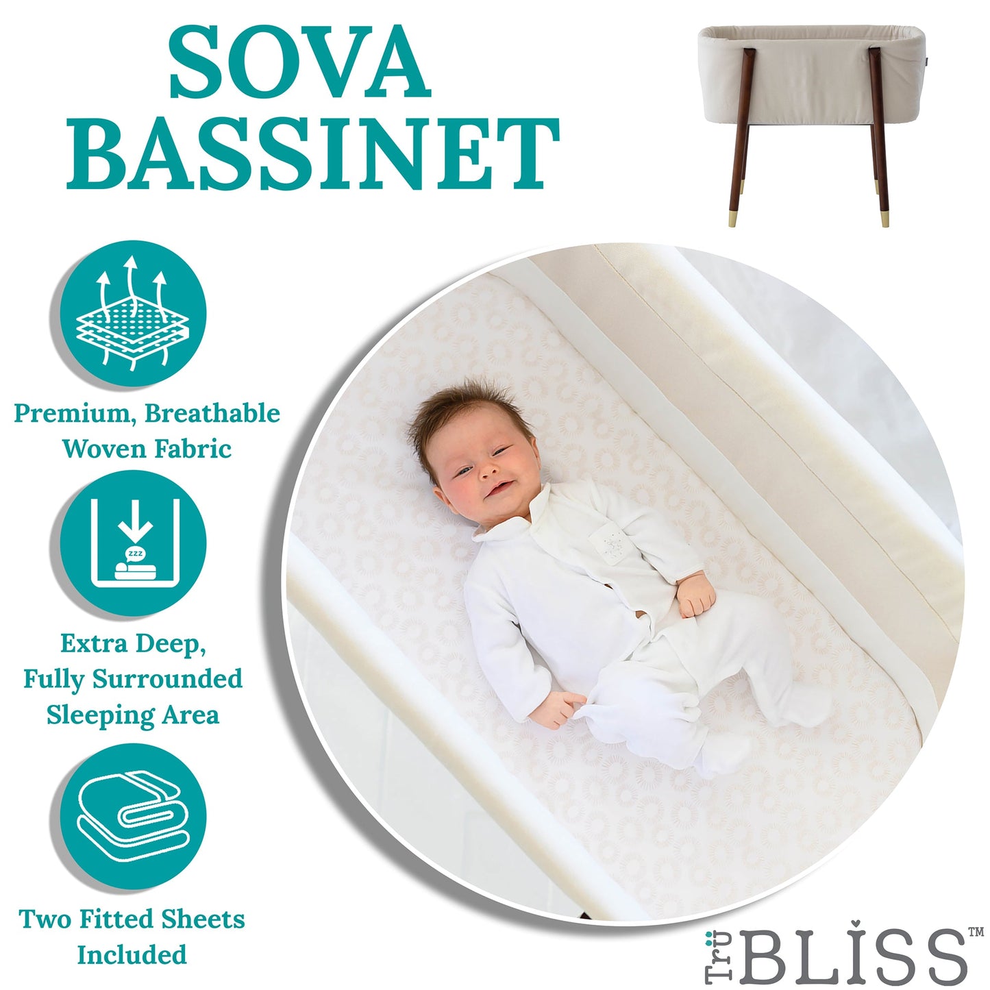 TruBliss Sova Bassinet for Newborns up to 5 Months