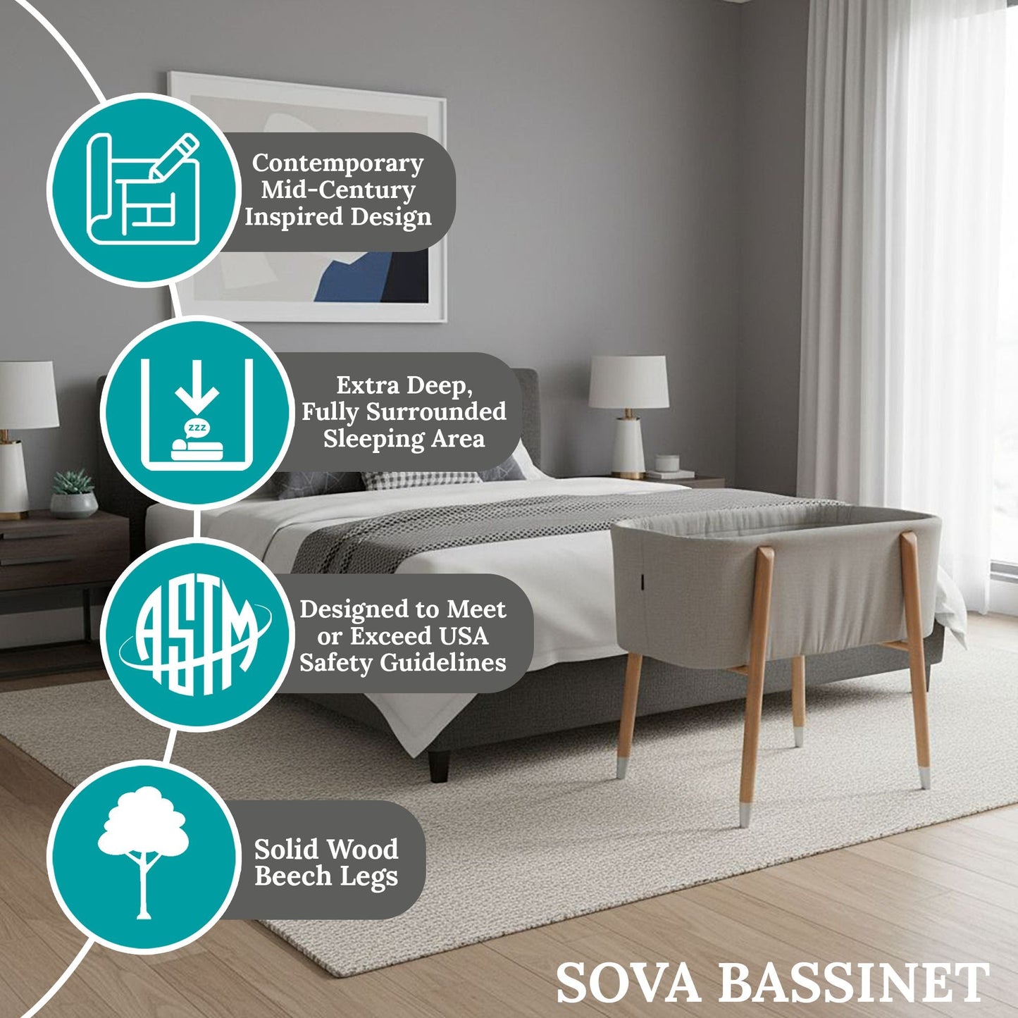 TruBliss Sova Bassinet for Newborns up to 5 Months