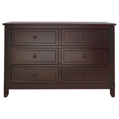 Kids Bedroom 6-Drawer Dresser in Espresso Wood Finish