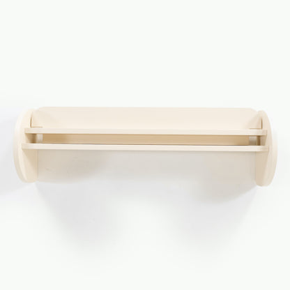 Wooden shelf with a white base on a white background