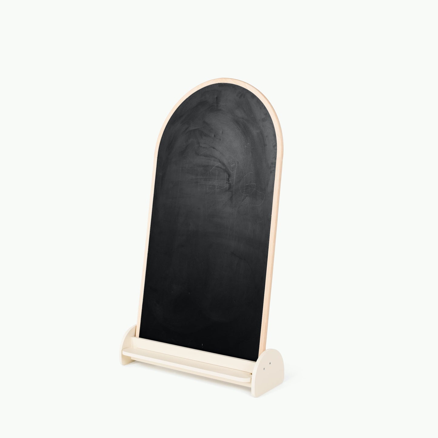 Black chalkboard with a beige frame on a white background