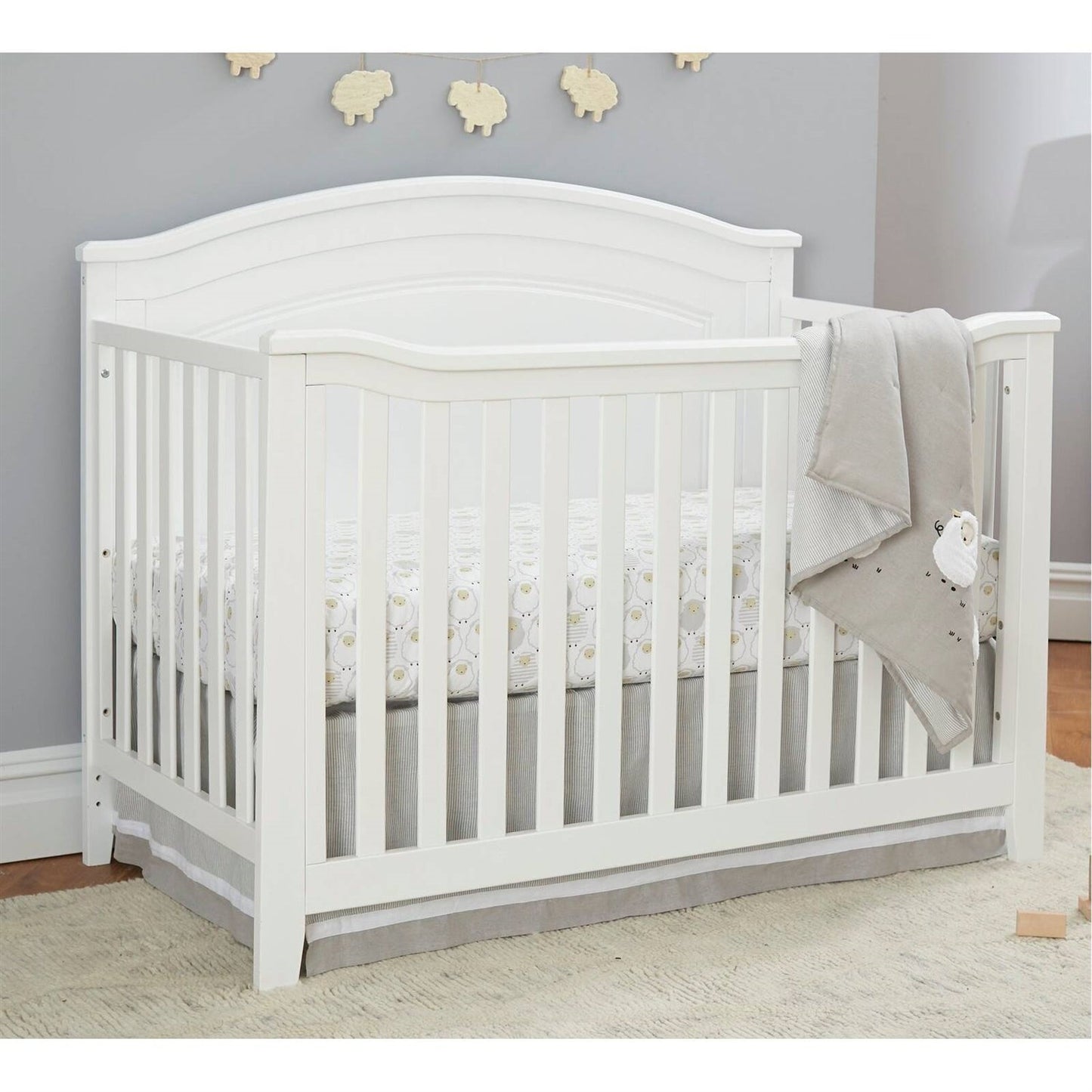 3 Piece Crib, Changing Station and 6 Drawer Dresser Nursery Furniture Set in White