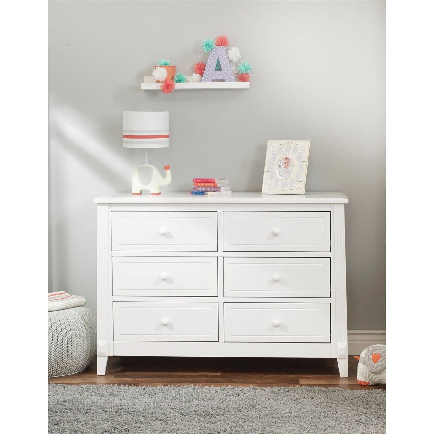 3 Piece Crib, Changing Station and 6 Drawer Dresser Nursery Furniture Set in White