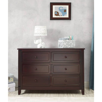 3 Piece Crib, Changing Station and 6 Drawer Dresser Nursery Furniture Set in Espresso