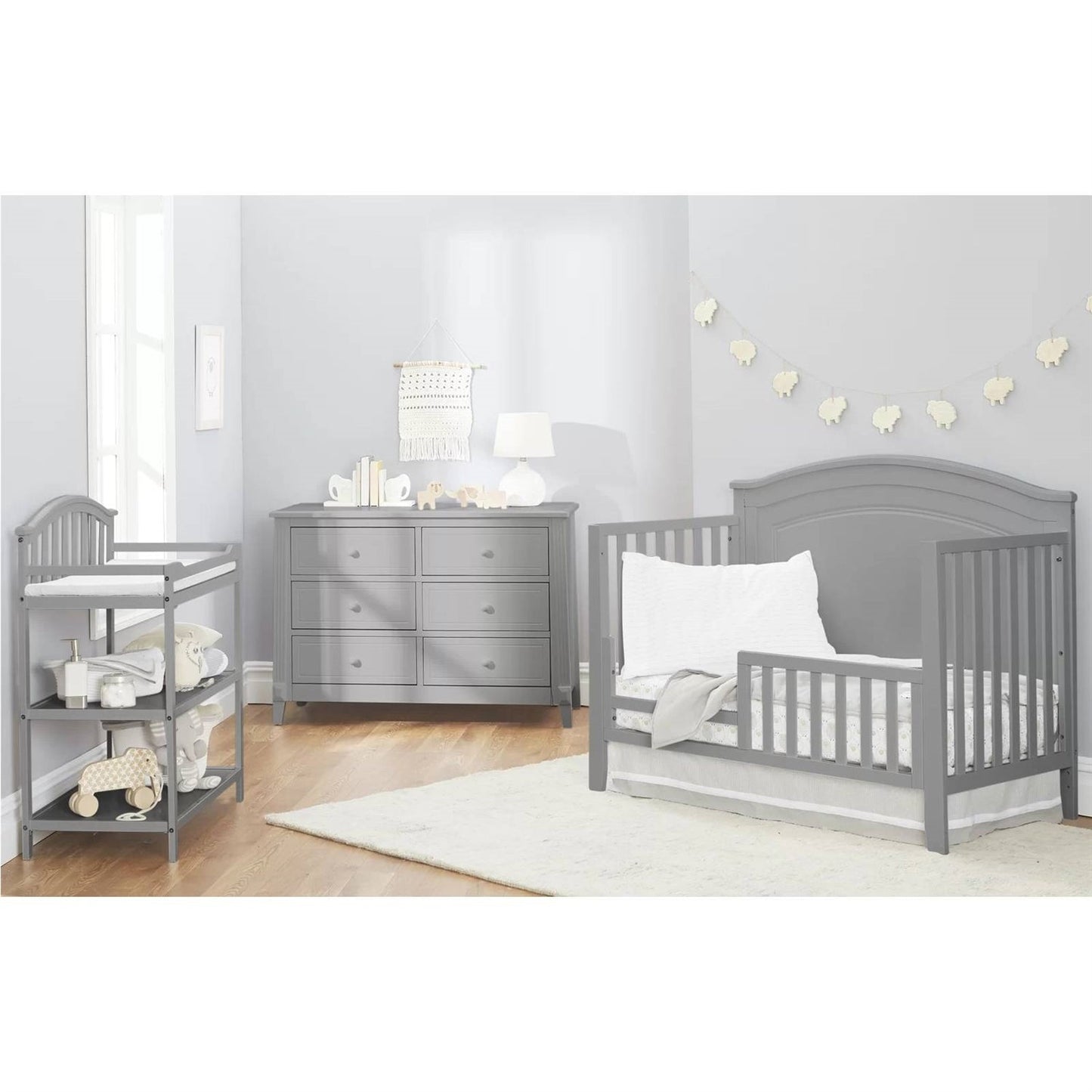 SF Home Solid Wood Convertible Crib in Grey