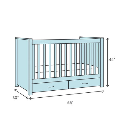 SF Home Solid Wood Convertible Crib in Grey
