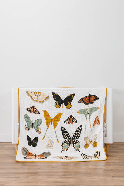 Butterfly Collector Cotton Muslin Baby Quilt Blanket