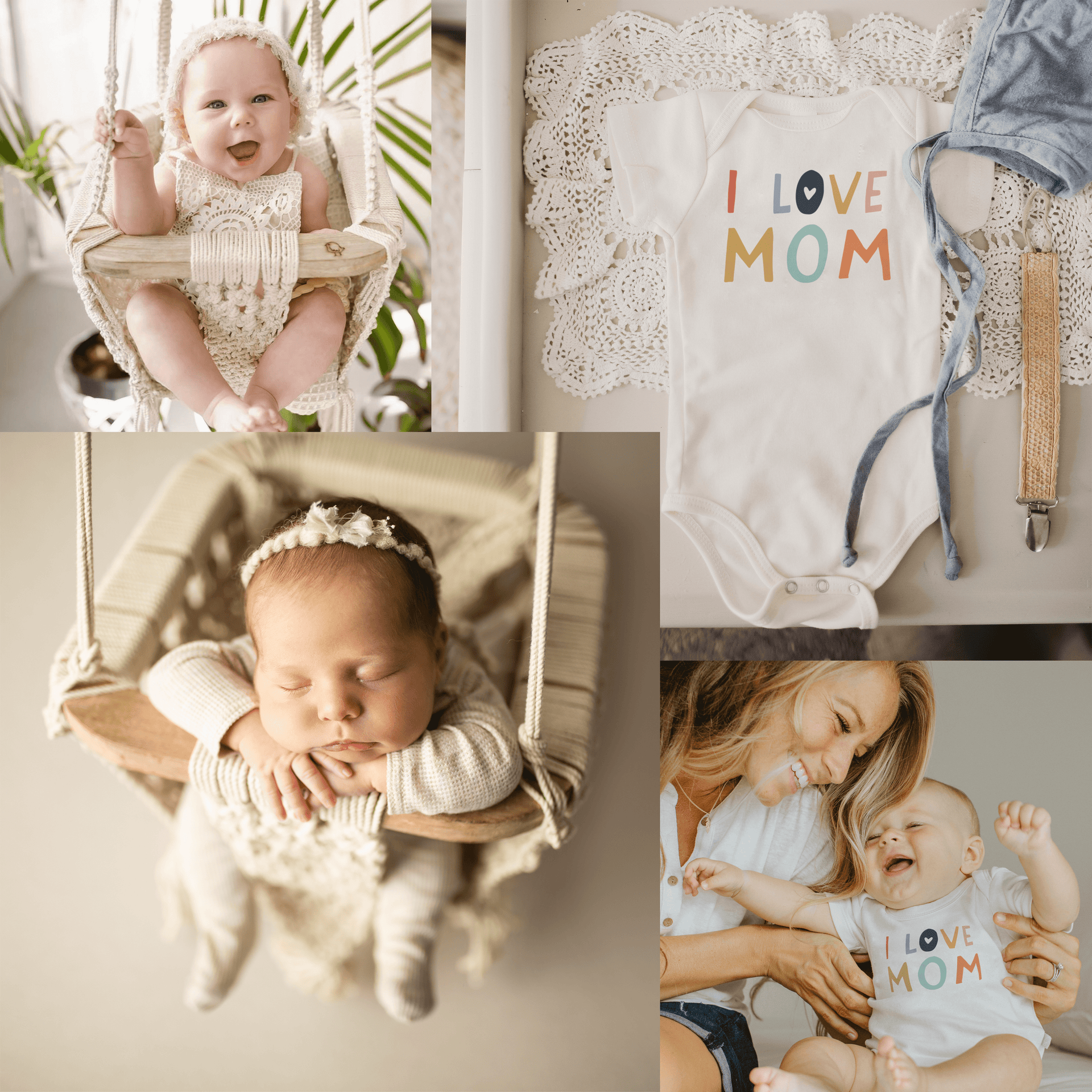 Macrame Swing & Love Mom Bodysuit Bundle