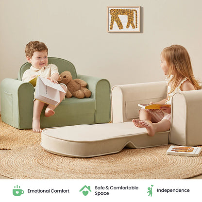 Tiny Land GentleSnug Kids Chair in Beige and White