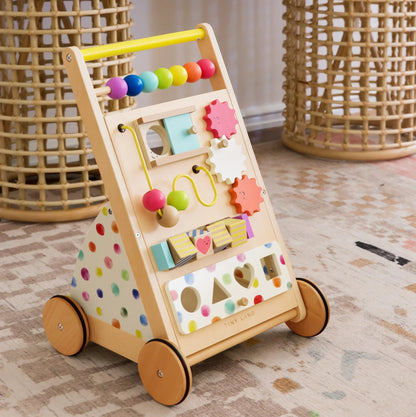 Tiny Land Premium Natural Wooden Baby Activity Walker