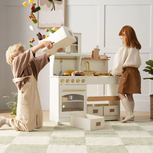 Tiny Land® Wooden Play Kitchen with Storage for Creative Toddlers