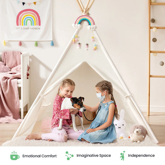 Tiny Land Kids Teepee Tent with Floor Mat Indoor Use