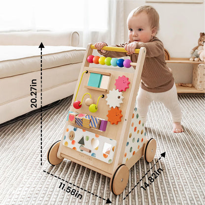 Tiny Land Premium Natural Wooden Baby Activity Walker