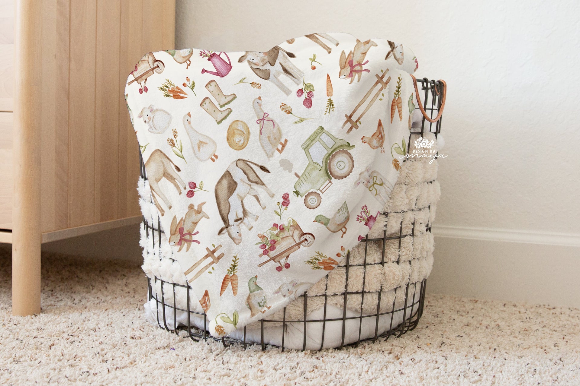 Baby Animals Farm - Vintage Baby Blanket