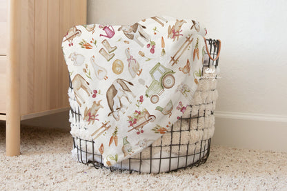 Baby Animals Farm - Vintage Baby Blanket