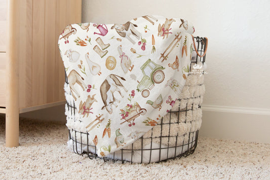 Baby Animals Farm - Vintage Baby Blanket