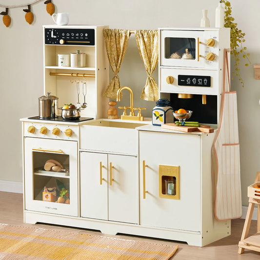 Tiny Land Iconic Wooden Play Kitchen Cream for Kids