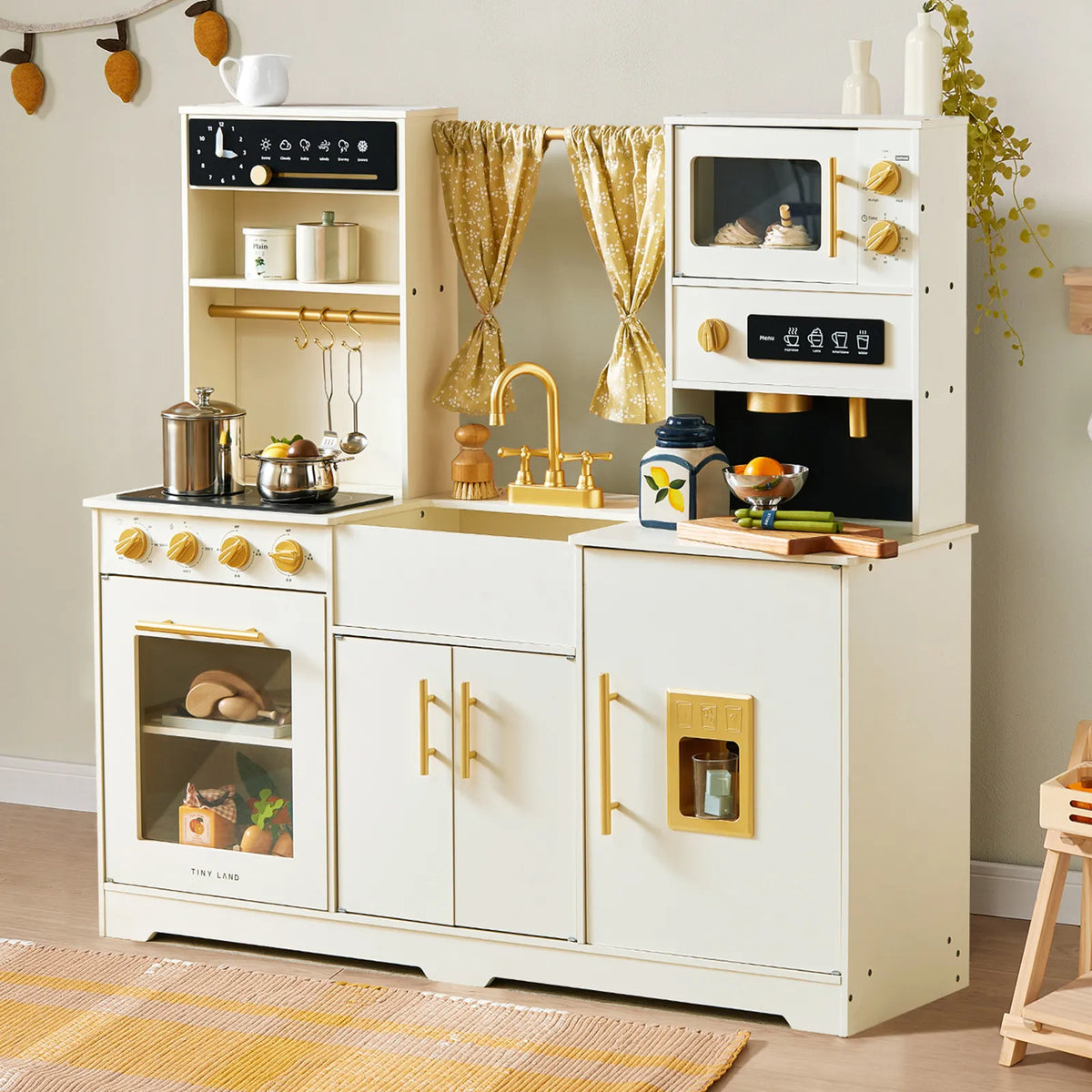 Tiny Land Iconic Wooden Play Kitchen Cream for Kids