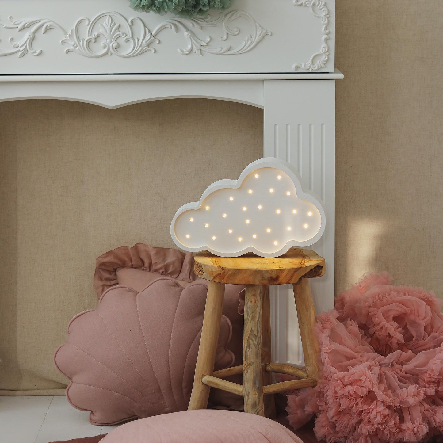 Little Lights Cloud Lamp Wooden Nursery Night Light